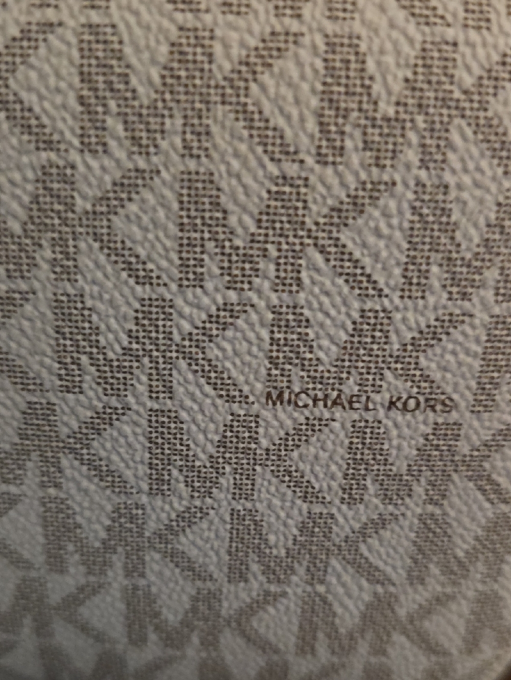 NWT  Michael Kors Cream Signature MK Logo Shoulder Bag with Double Front Pockets - Picture 6 of 12